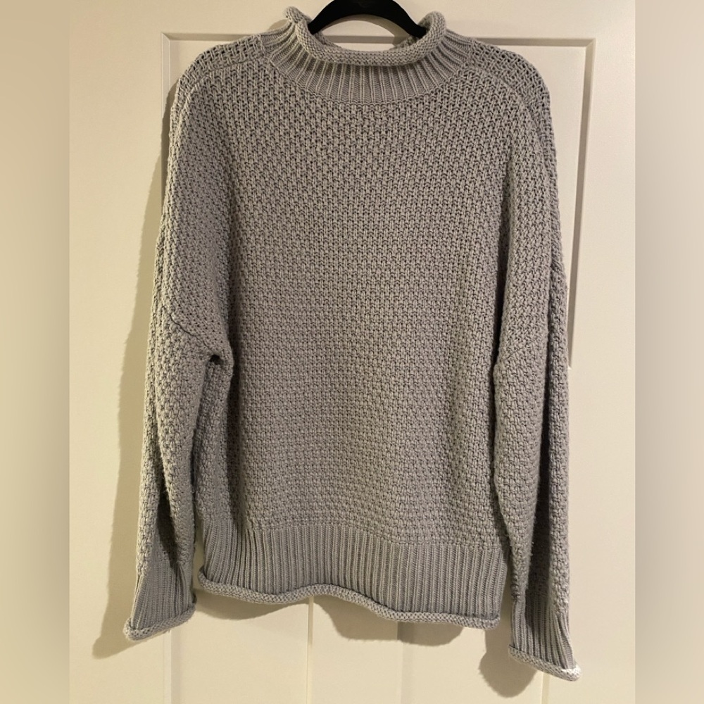 Gray Crewneck Sweater with Textured Knit